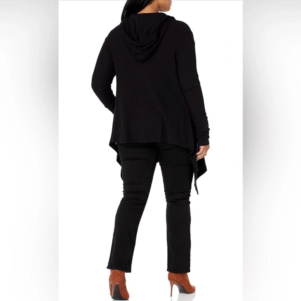 Splendid Thermal Cotton Cardigan Sz XL Waffle Knit Hooded Open Front Waterfall - Picture 2 of 9